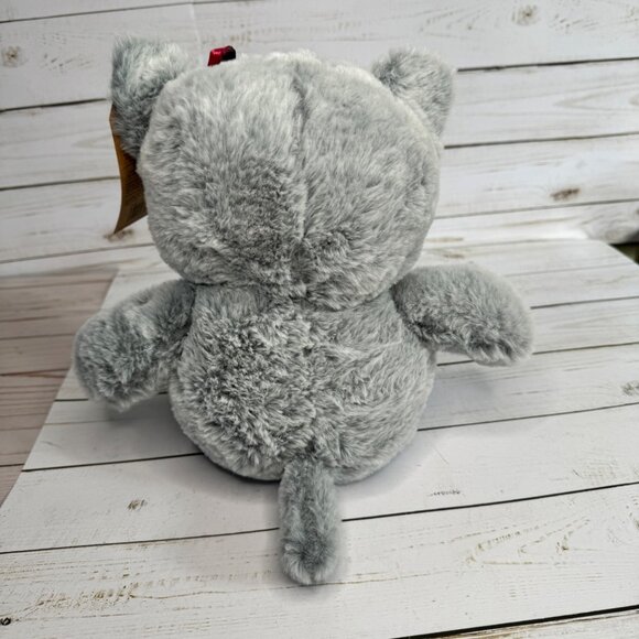 PetSmart Lucky 2023 Plush Toy Squeaking Gray Cat With Red Plaid Accents & Bow - Picture 4 of 5